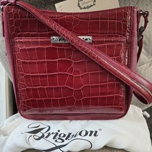Brighton Deep Red Leather Crossbody Bag